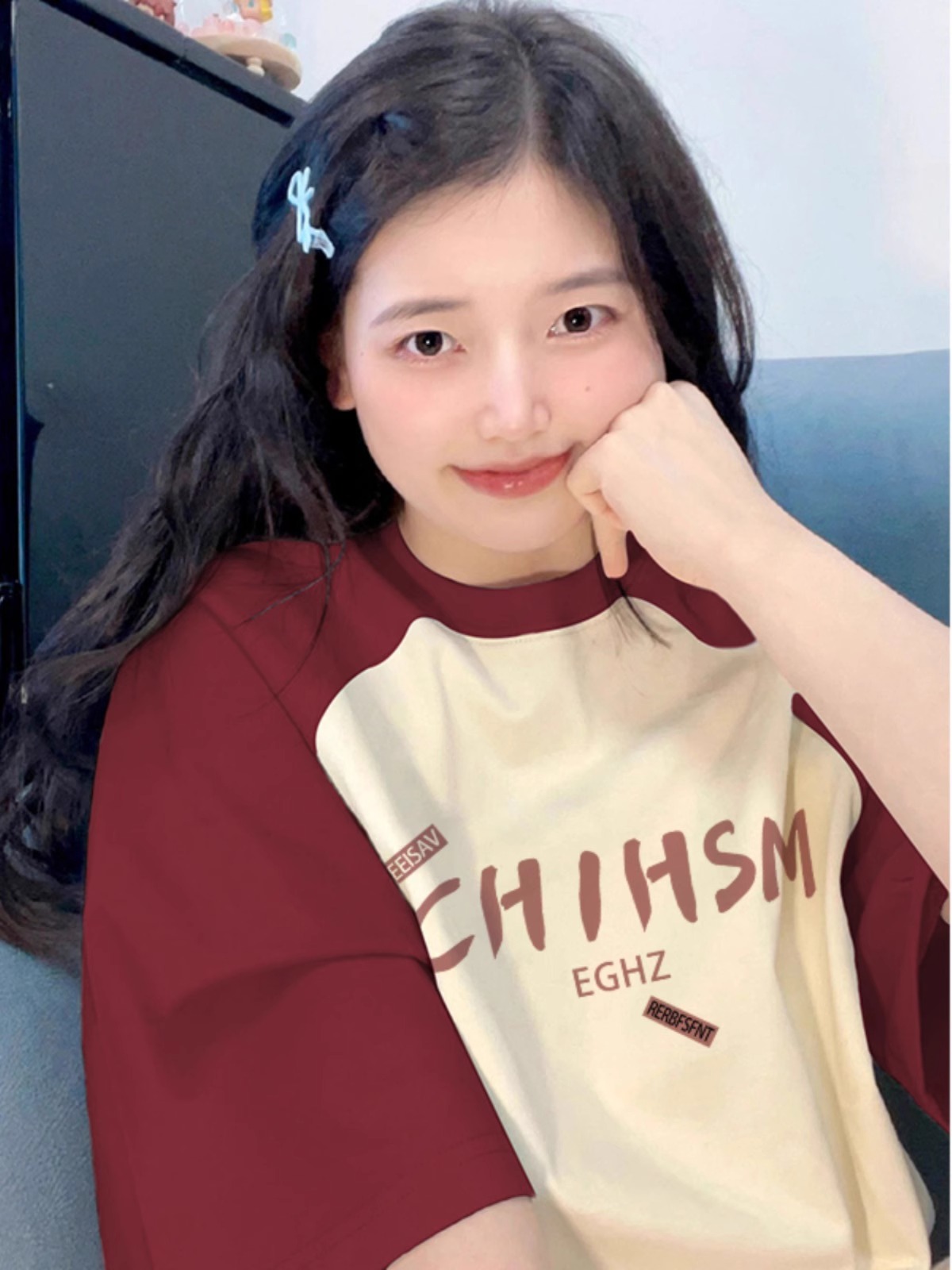 220g插肩袖100%棉 撞色拼色空白版短袖T恤女純棉M-3XL