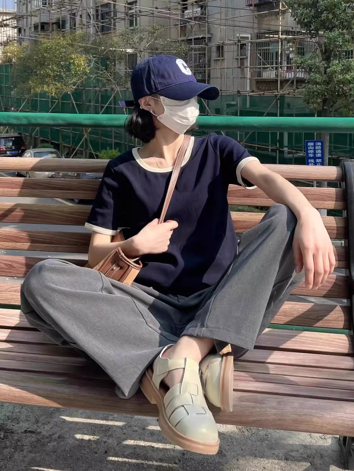 92棉/8氨綸40支210g純棉 撞色短袖T恤女ins彈力