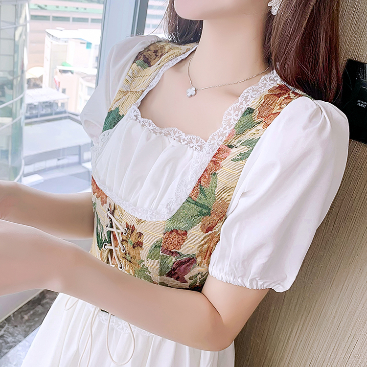2024 sweet and high-end milky sweet tea break princess dress retro palace style oil painting dress French super fairy