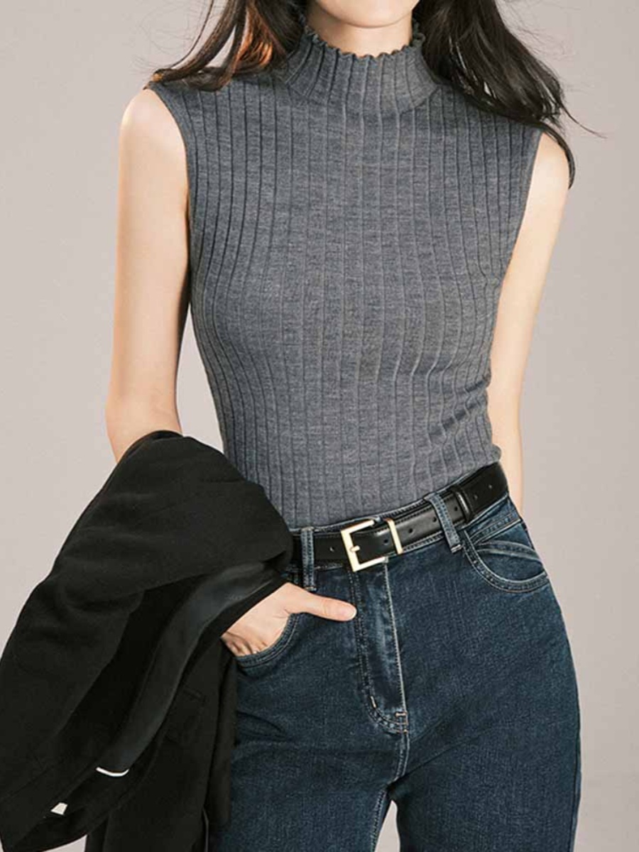 白色吊帶背心女夏季2024新款內搭半高領打底衫針織衫短款無袖上衣