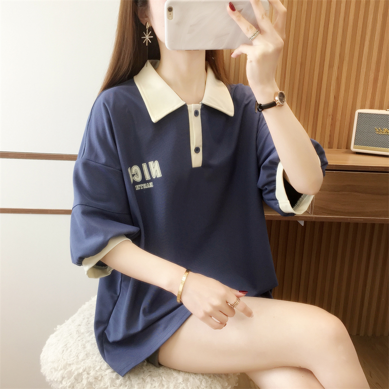 2024實拍夏季新款學院風短袖T恤女大碼女裝圓領上衣