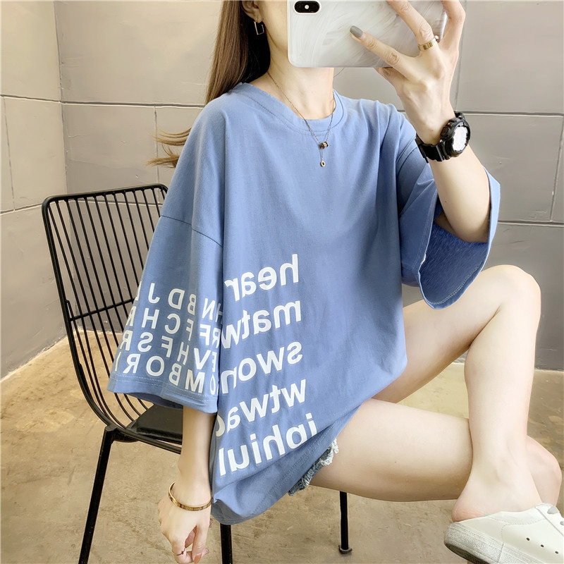 首發實拍6535棉 韓版寬鬆大碼女裝胖MM短袖T恤女