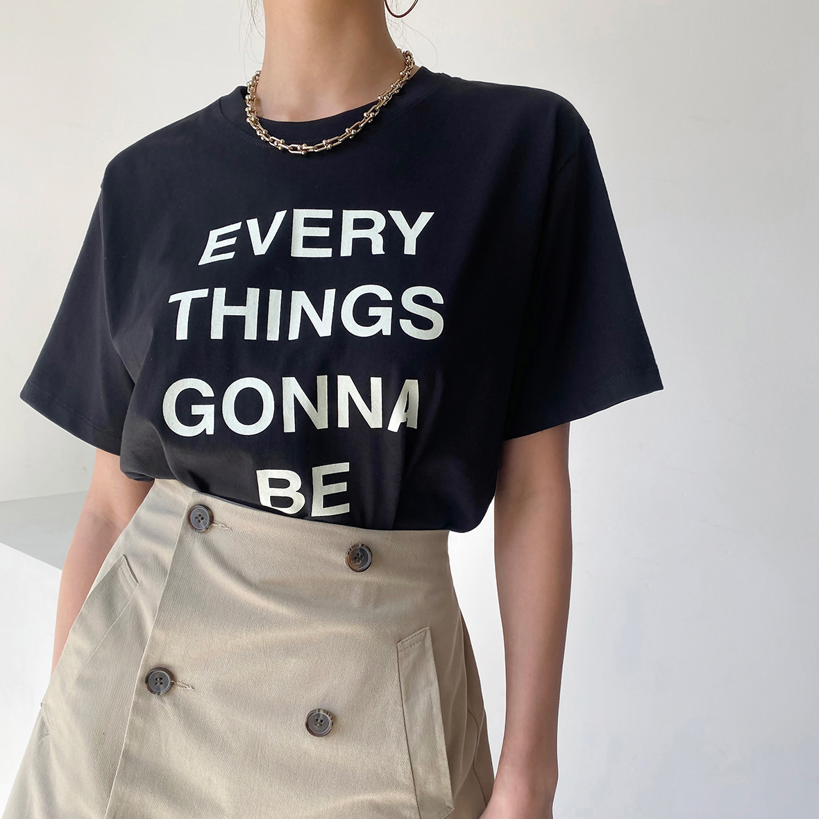Korean ins English letters short sleeve T-shirt
