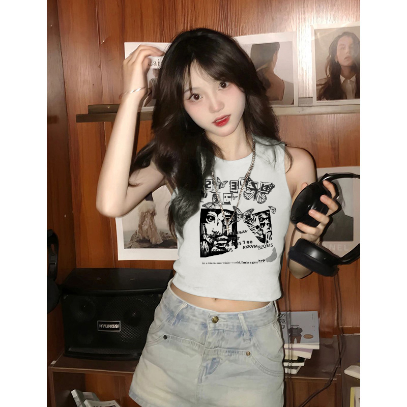 美式背心吊帶女朋克辣妹設計感穿搭修身短款bm上衣打底外穿夏季