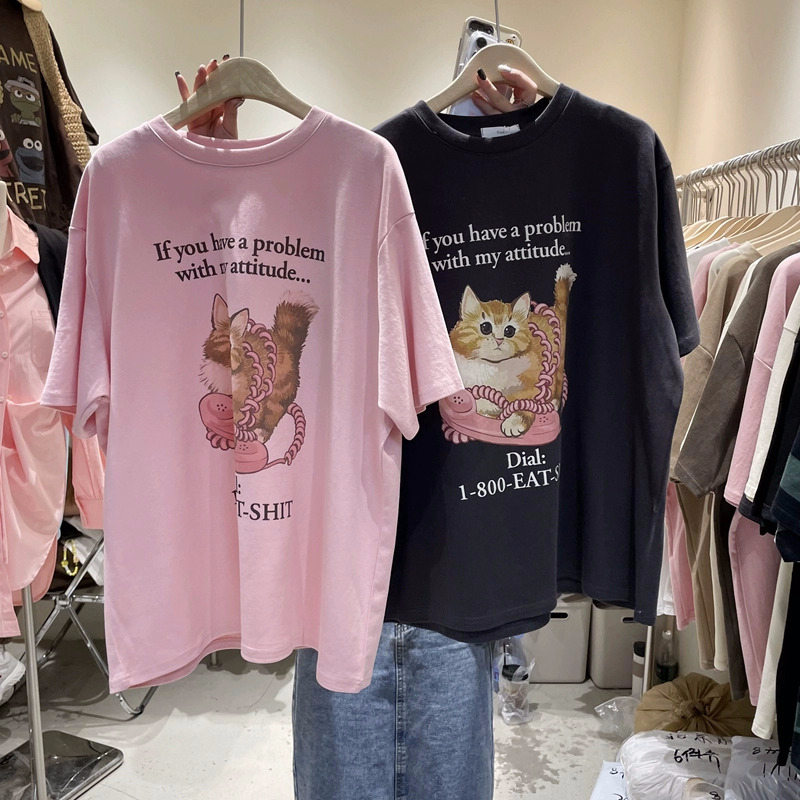 韓國東大門新款220克/精梳純棉後包領有縫邊S-XXXL夏裝短袖T恤女