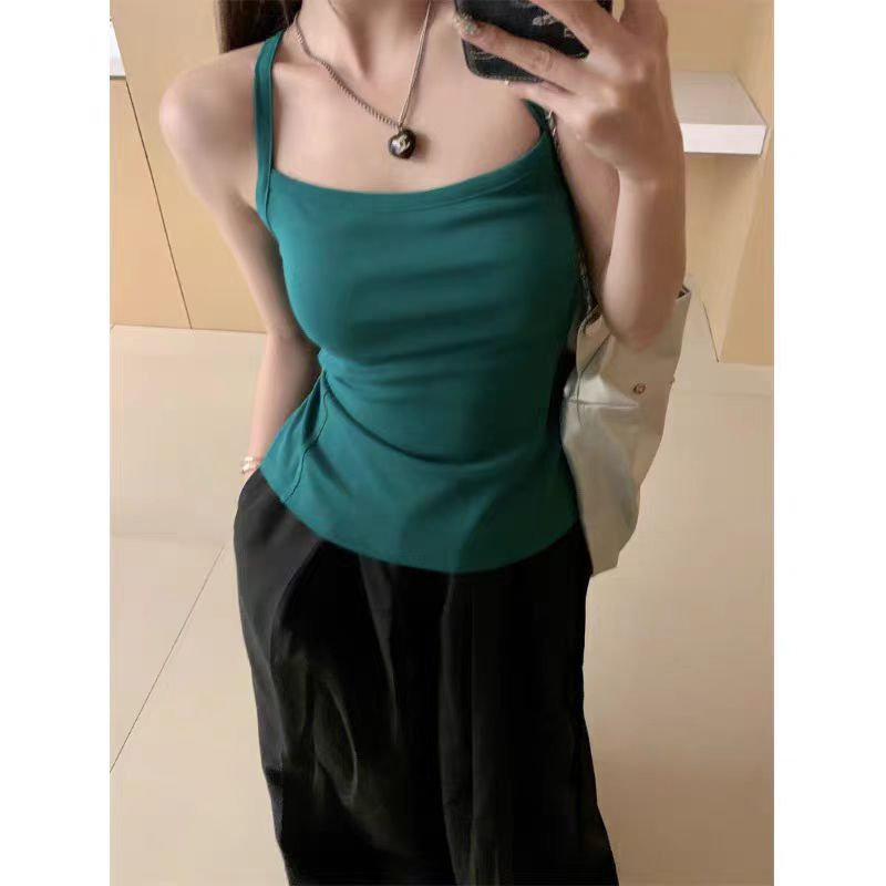260隨心裁夏日鹽系甜辣妹風穿搭吊帶有胸墊小背心