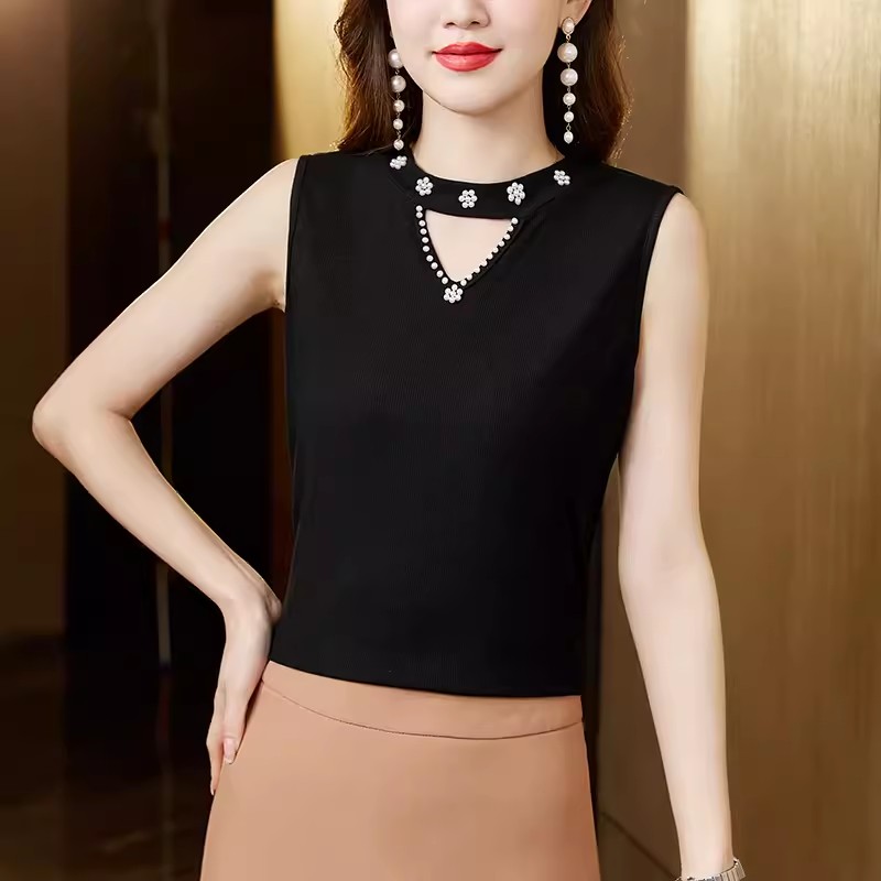 西裝內搭打底衫女春夏設計感小眾洋氣釘珠吊帶背心女外穿無袖上衣