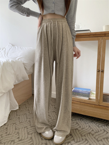 Actual shot of glutinous rice wide-leg pants, new spring and summer loose straight-leg drape, lazy sports casual pants for women, trendy