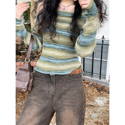 春秋新款2024修身針織衫上衣女秋季內搭羊毛打底衫兩件套