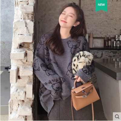 套頭毛衣外套女秋冬寬鬆外穿慵懶風網紅加厚針織衫洋氣上衣潮