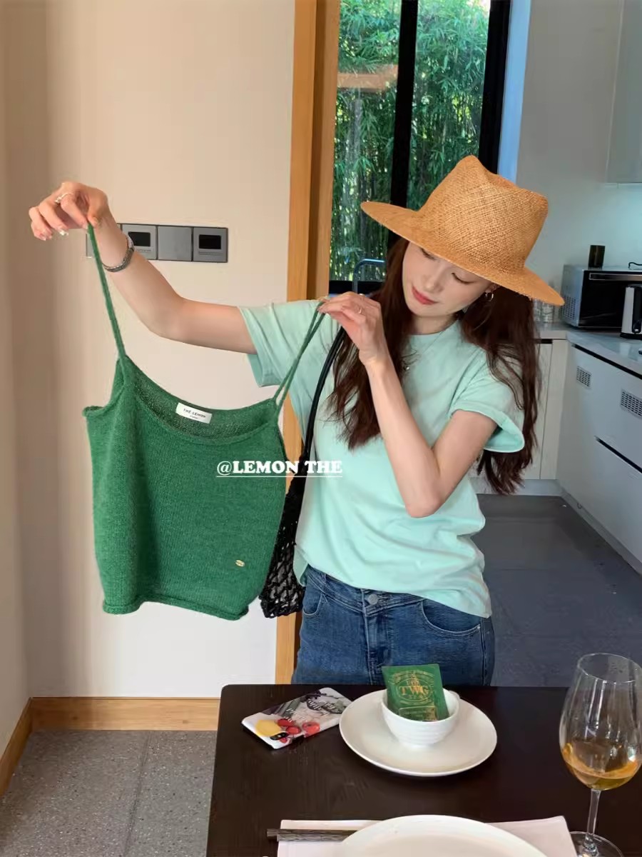 THE LEMON lemon green tea 24 spring ins layered camisole women's Korean style sleeveless versatile outer top