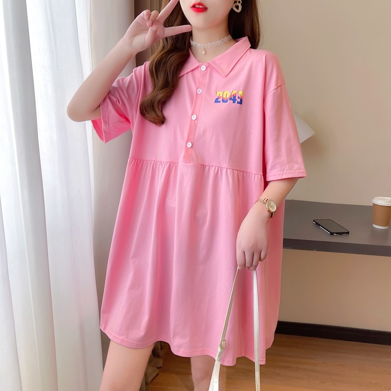 首發夏裝新款韓版中長款polo領短袖t恤女