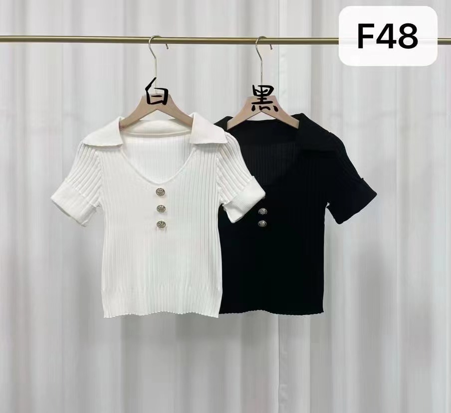 Xiaoxiangfeng v-neck short-sleeved sweater for women summer new slim fit right-shoulder T-shirt sweater base layer for wear outside