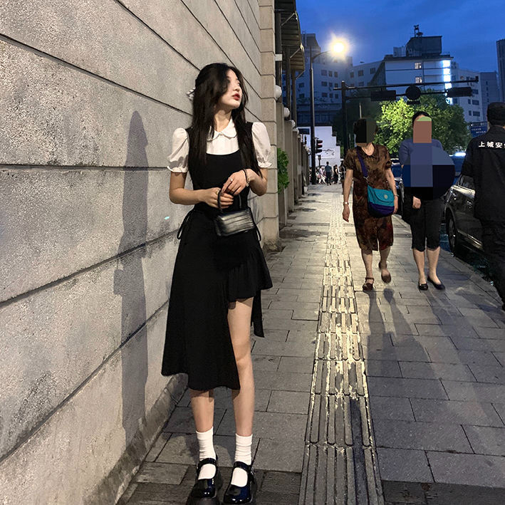小個子長裙設計感小眾套裝背帶連衣裙子2024年新款早春裝女裝夏裝