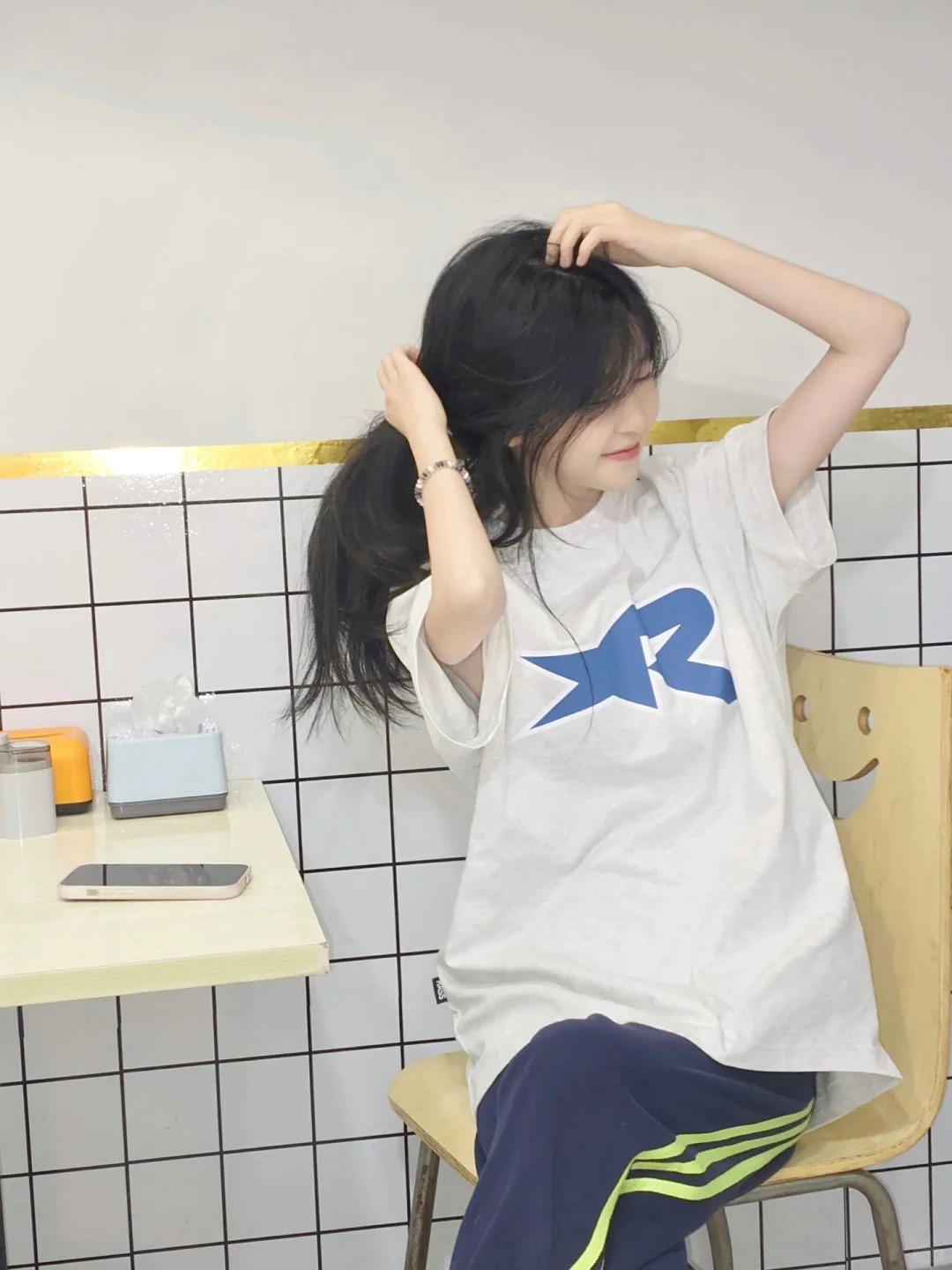 2024新款國潮美式復古字母印花短袖t恤女夏季寬鬆設計感小眾上衣