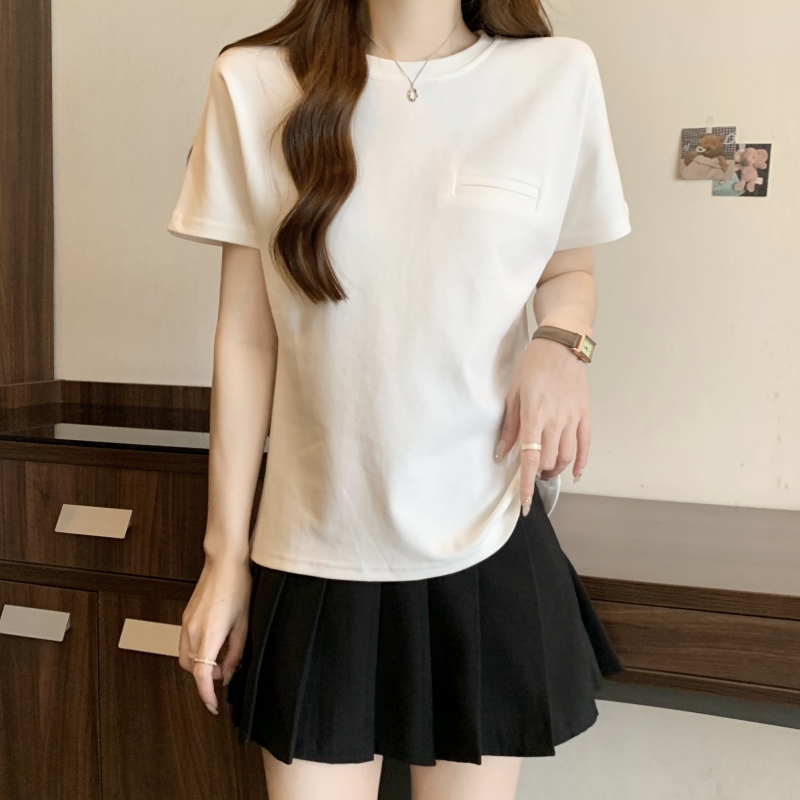 實拍  21支純棉 2024夏裝設計感小眾短袖T恤女上衣