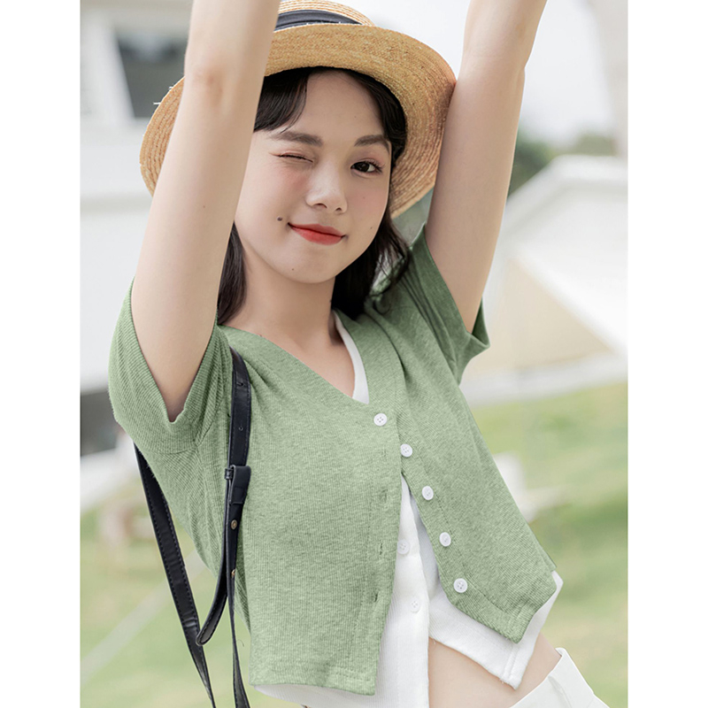 假兩件單排扣不規則T恤女百搭夏裝新款設計感小眾修身顯瘦上衣女