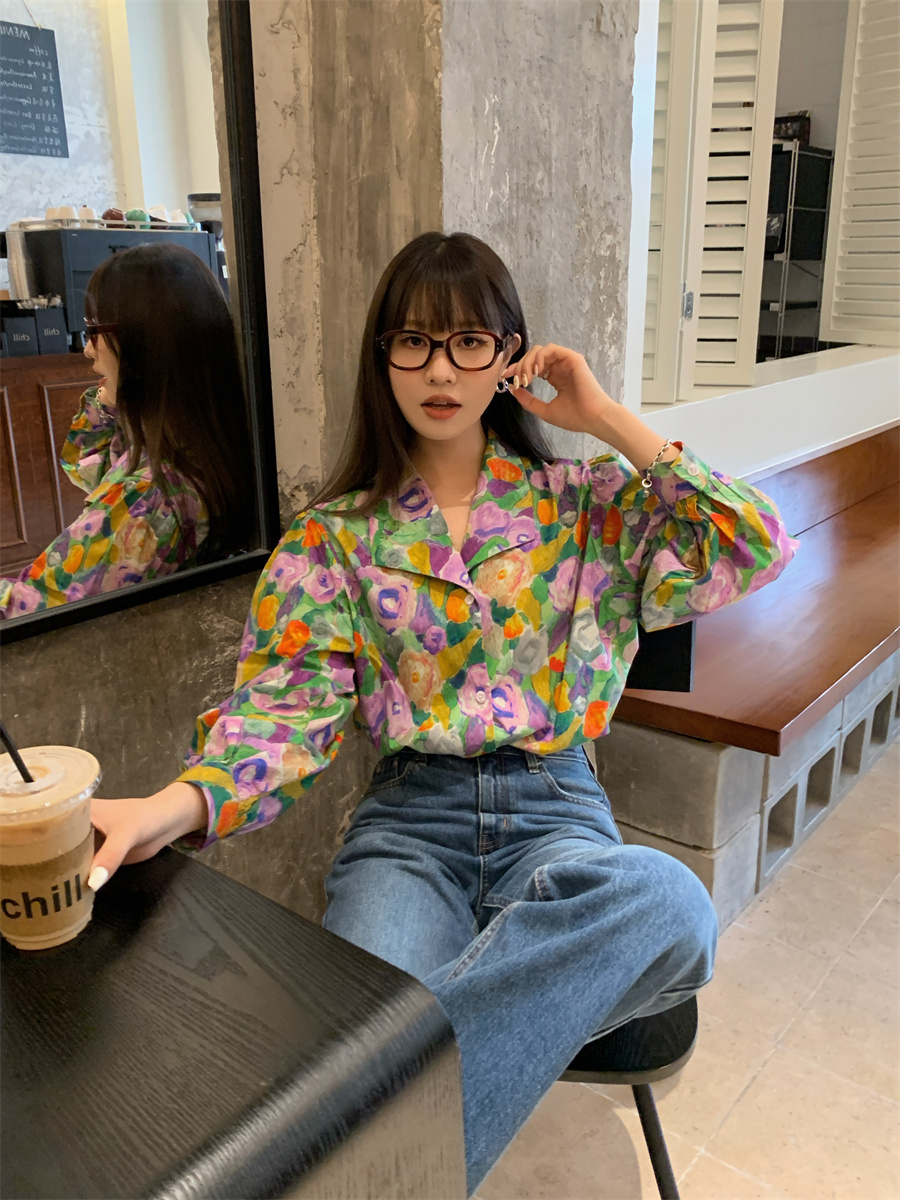 實拍！復古港風襯衣女寬鬆小眾設計感長袖襯衫上衣