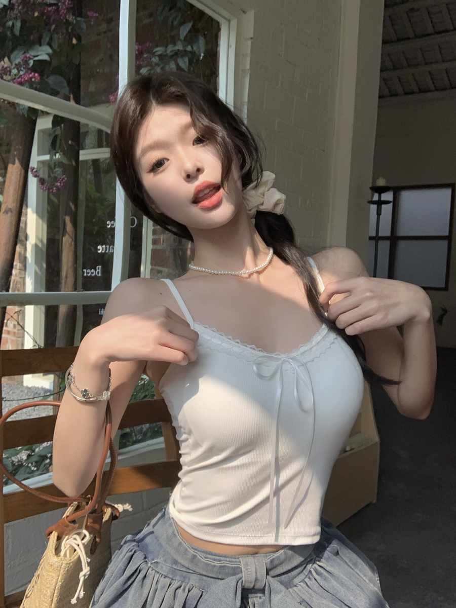 實拍~韓版吊帶背心綁帶設計感辣妹外穿無袖打底衣