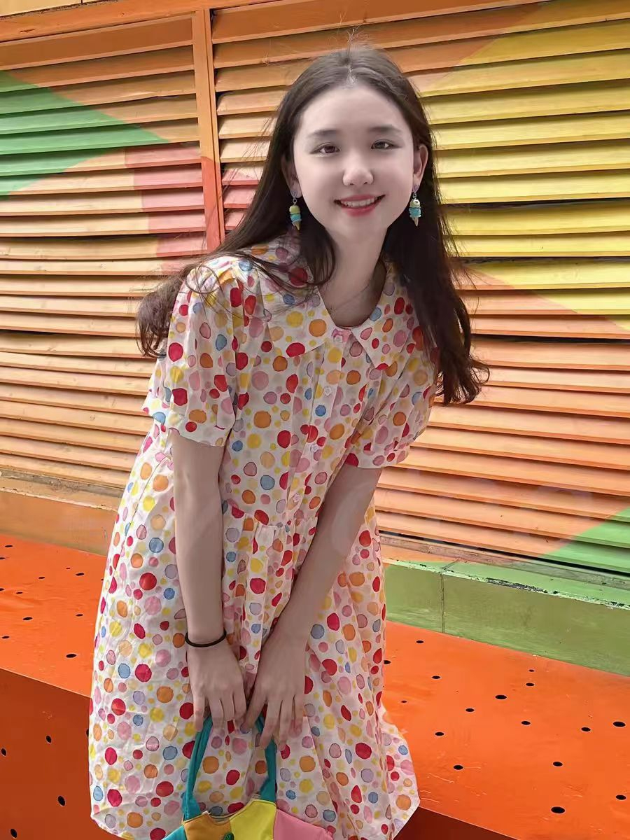 彩虹泡泡糖超甜美小個子襯衫連衣裙