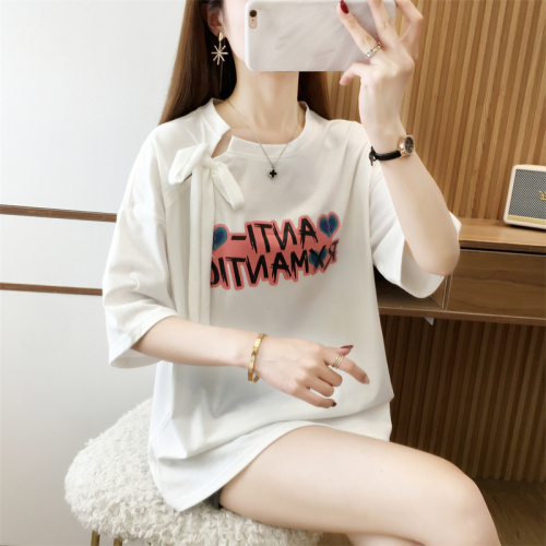 实拍6535棉夏季新款时尚休闲薄款短袖T恤女韩版宽松上衣