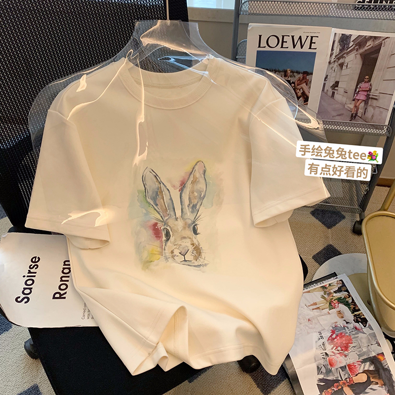 韓國東大門新款220克/精梳純棉後包領有縫邊S-XXXL夏裝短袖T恤女