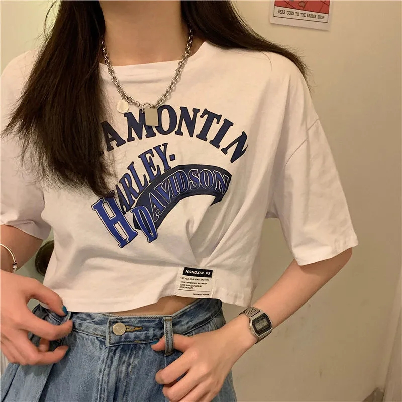 網紅白色短款上衣夏季2024新款韓版洋氣時尚ins超火學生短袖T恤女