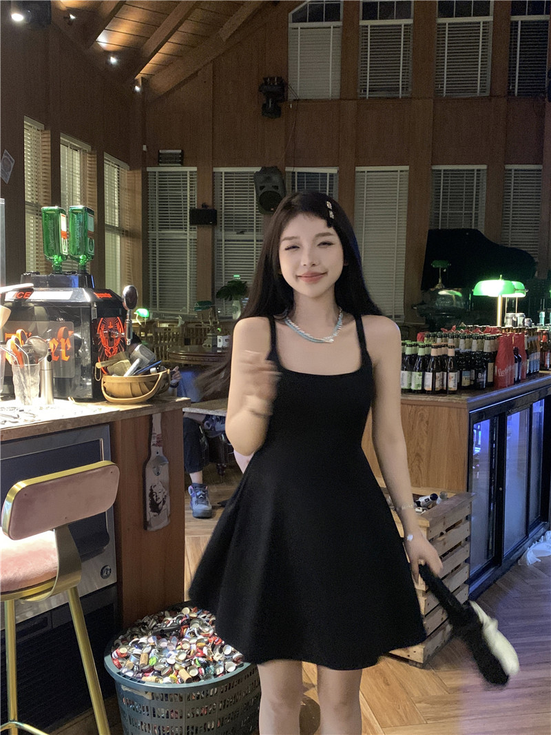 實拍宮廷風少女高級感穿搭氣質收腰吊帶長短款連衣裙