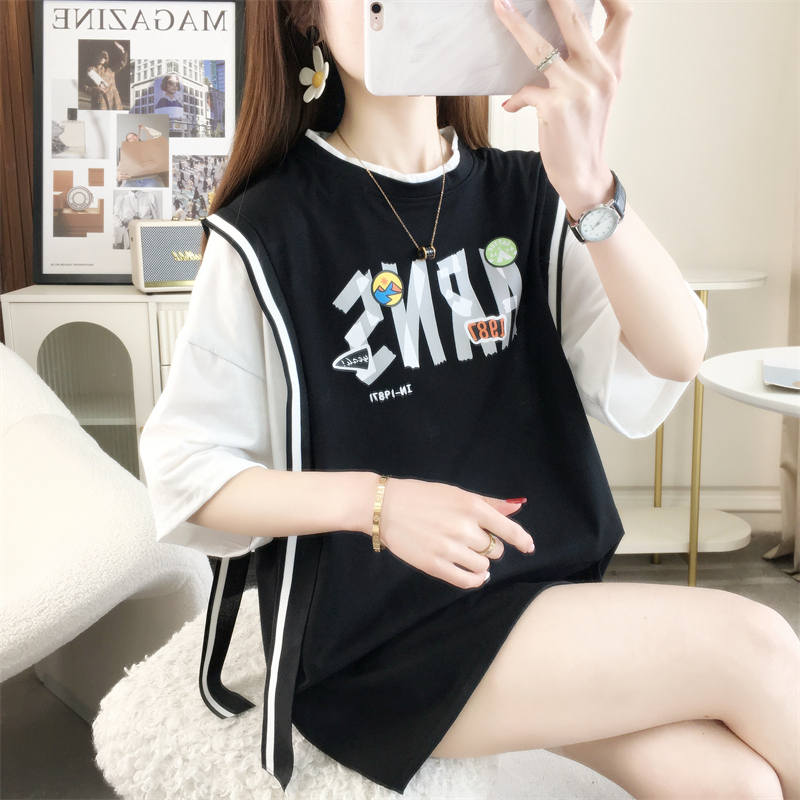 首發實拍6535棉包領時尚小眾設計感休閒短袖T恤女韓版寬鬆上衣