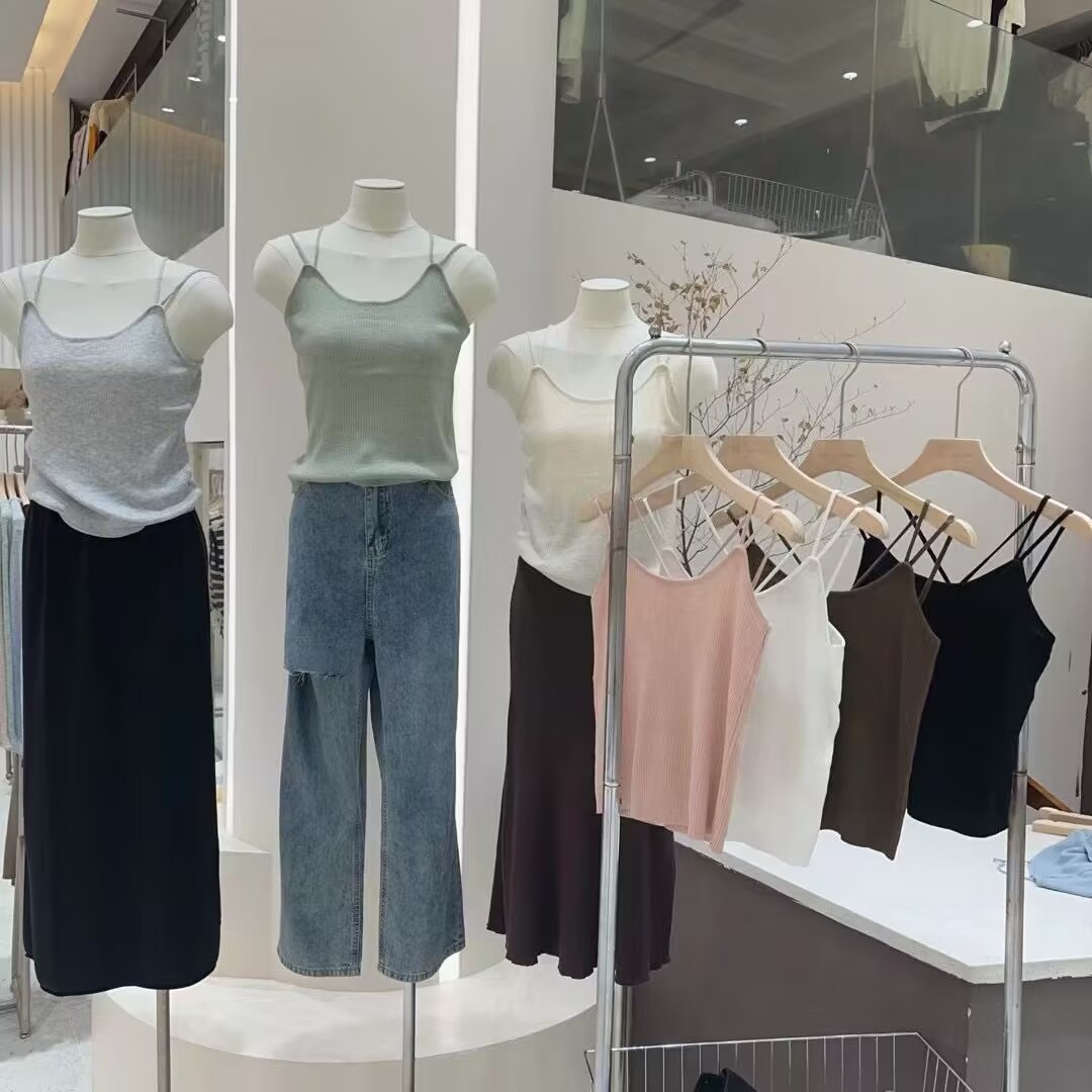 實拍 雙肩帶無袖柔軟細羊毛打底針織吊帶背心女後背交叉美背內搭