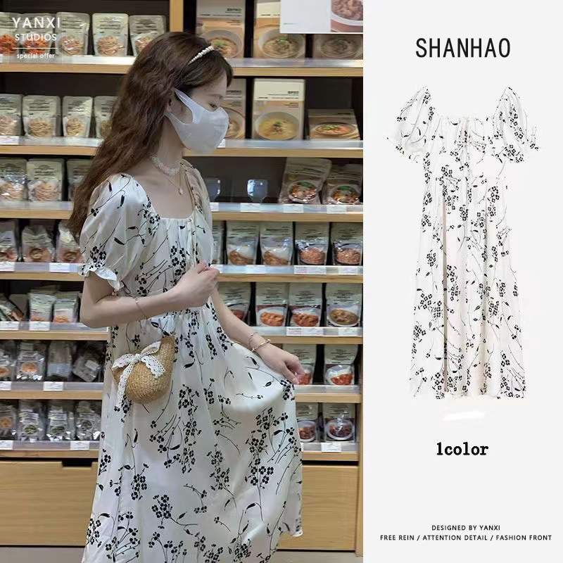 原版做法：高級感茶歇法式初戀碎花連衣裙女夏季新款泡泡袖長裙