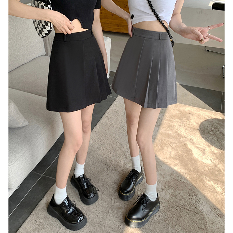 實拍！2024百褶裙女半身裙高腰顯瘦小個子傘裙新款a字短裙