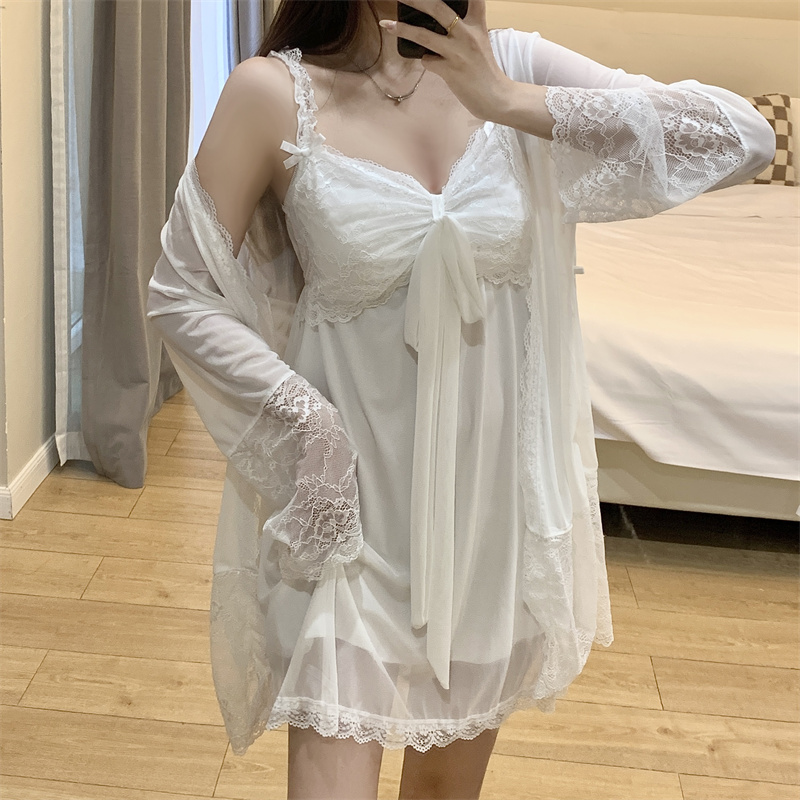 實拍 睡裙女吊帶新款春夏秋睡衣蕾絲性感冬款純欲套裝家居服