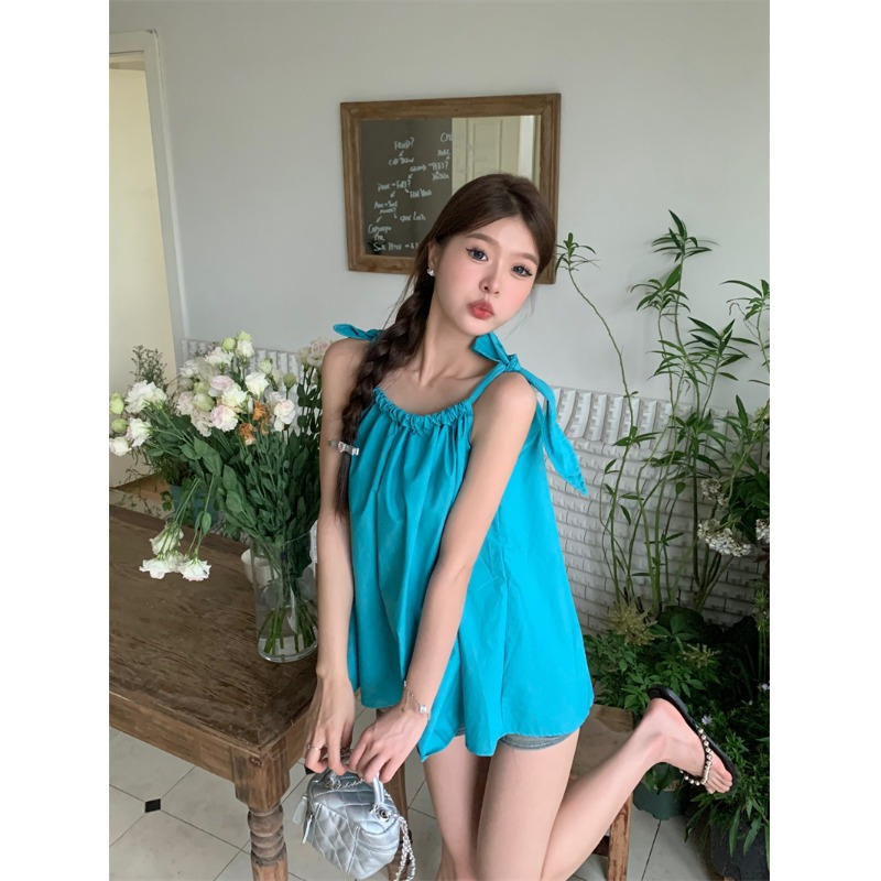 2024外穿無袖吊帶背心女夏季甜美百搭寬鬆顯瘦上衣女
