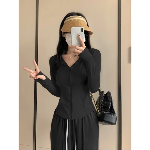 質量原版面料 冰絲防曬衣女夏季上衣修身瑜伽服薄外套開衫