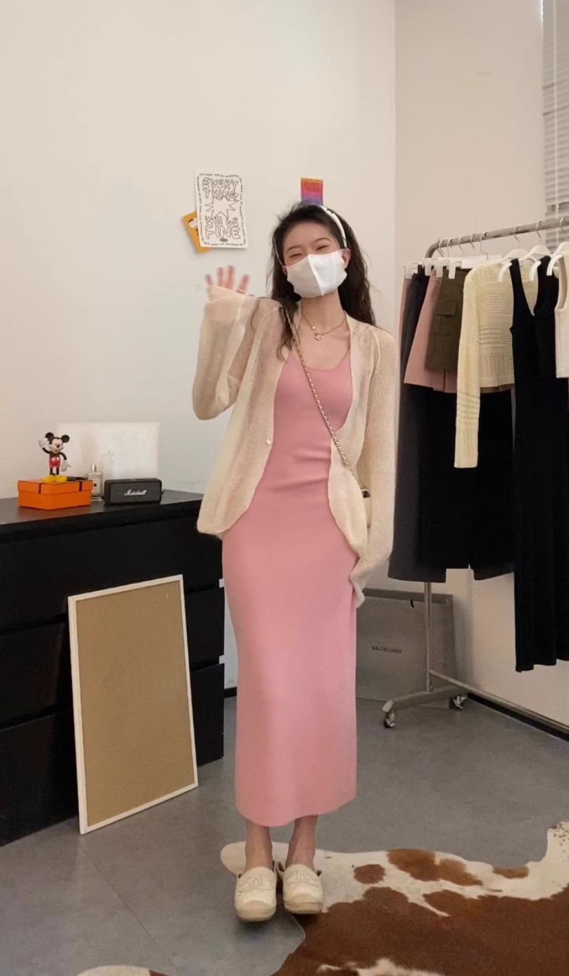 純欲百搭背心針織連衣裙女春夏高級感修身顯瘦無袖長款打底吊帶裙