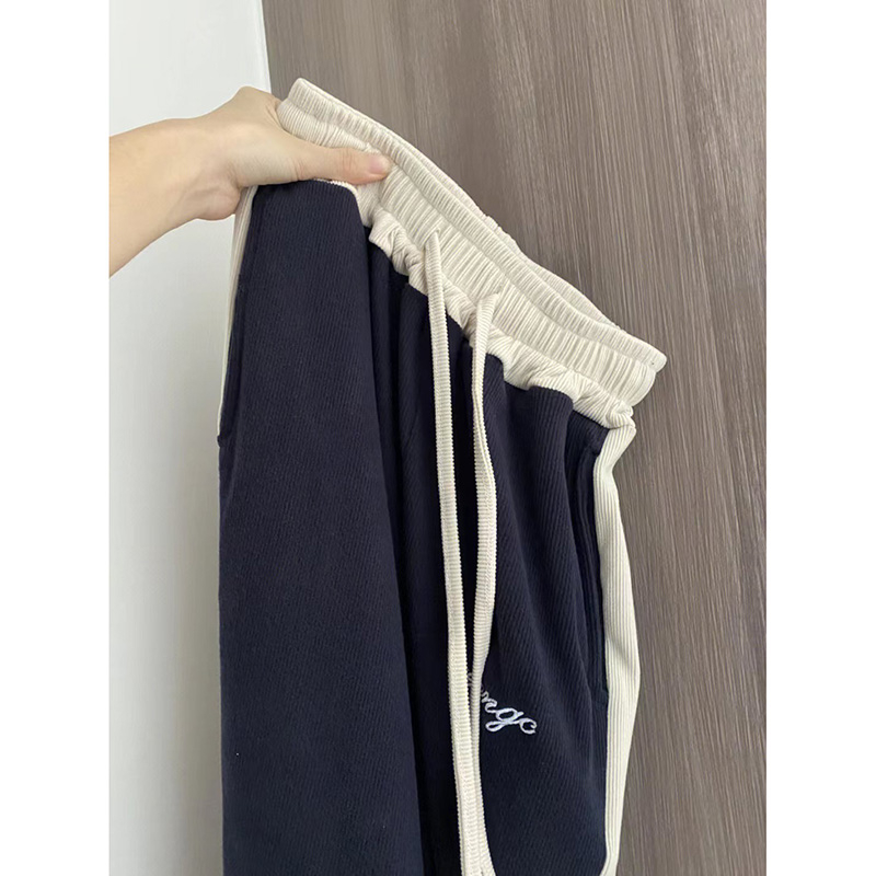 American hip-hop wide-leg sports pants for women spring and autumn high-waist slim striped casual pants hiphop drapey sweatpants