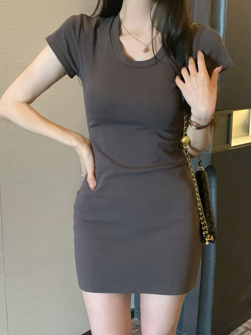 Real shot 40 count pure cotton 2024 summer fitted dress women's little black dress