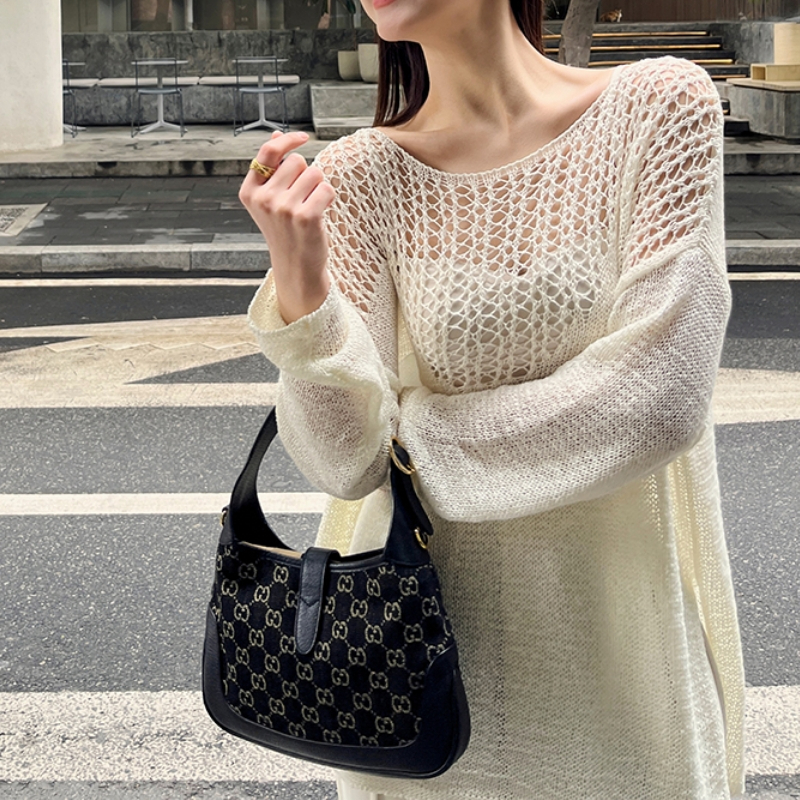 白月光針織衫 絕美慵懶文藝鏤空寬鬆長袖防曬上衣夏新款純色百搭