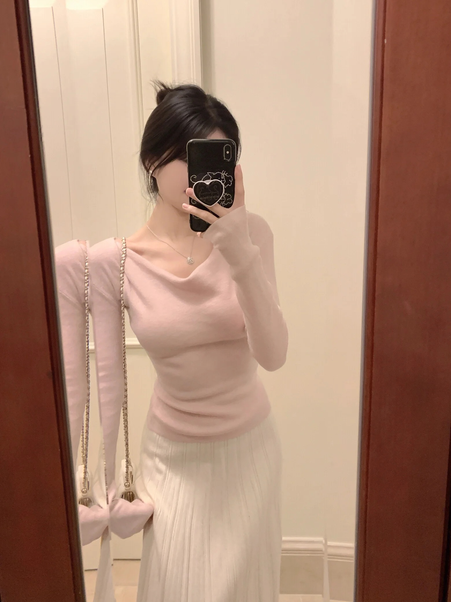 莫代爾260克粉色純欲休閒上衣T恤打底衫女