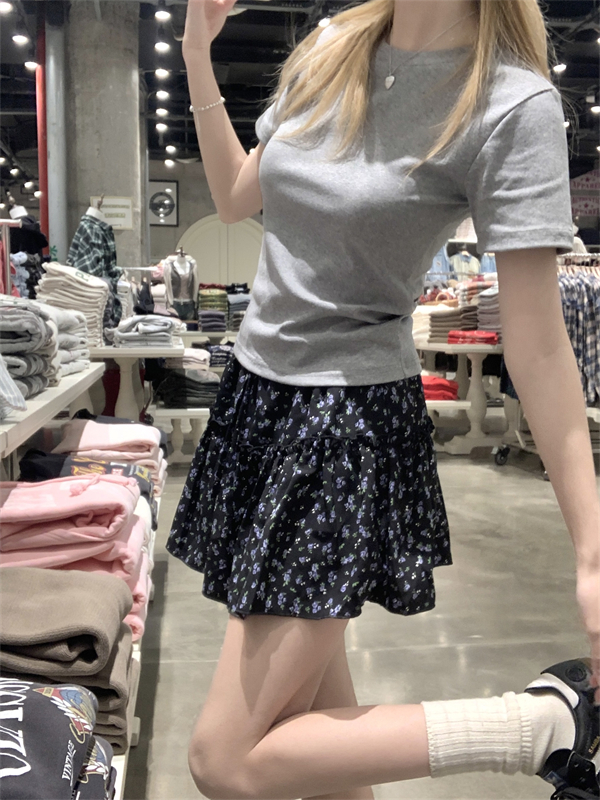 實拍~簡約百搭純色顯瘦正肩T恤短袖上衣