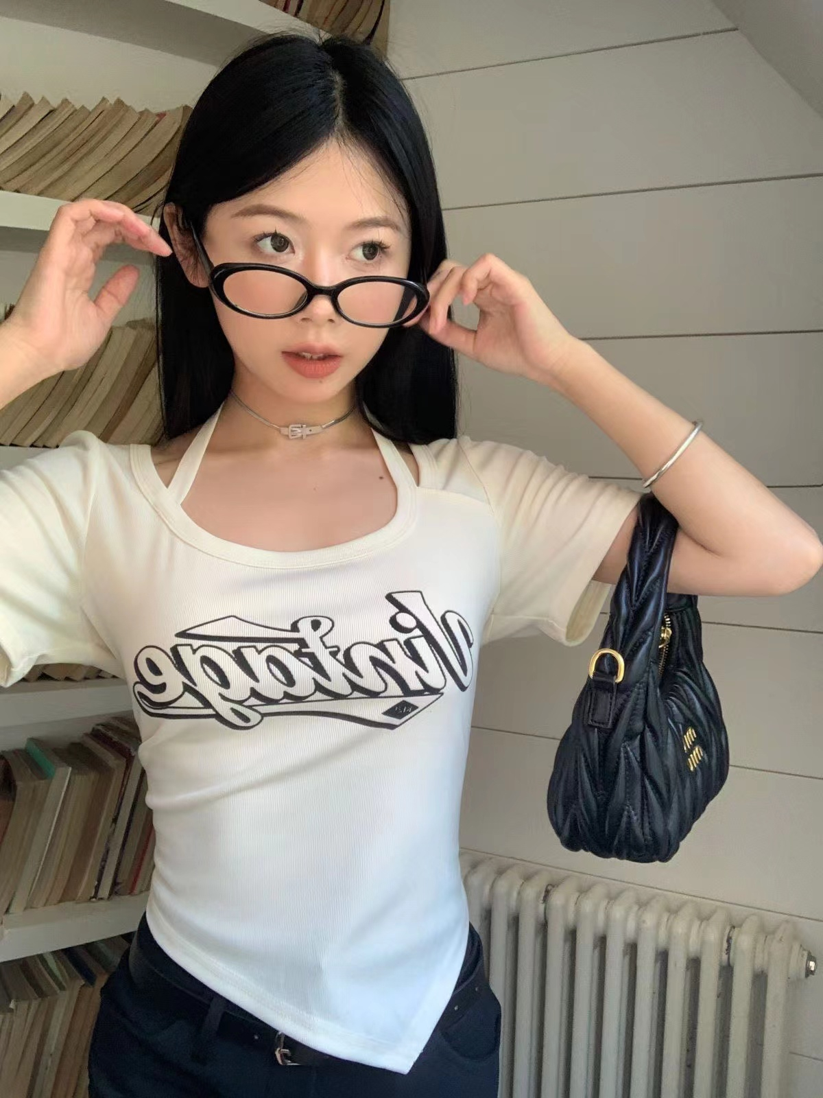 螺紋 設計感小眾夏新款不規則修身短款上衣