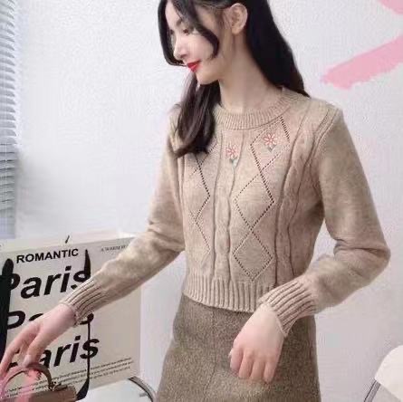 Alessandra Rich女士花卉刺繡粗絞花針織毛衣FARFETCH