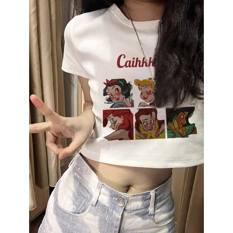 正肩t恤女短袖夏季白色設計感小眾法式初戀短款上衣