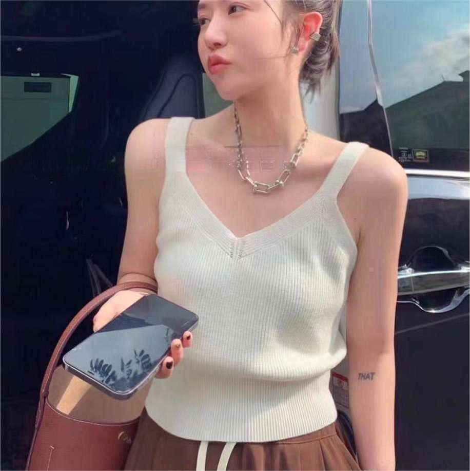 夏季新款修身打底外穿內搭無袖上衣針織背心女V領背心吊帶