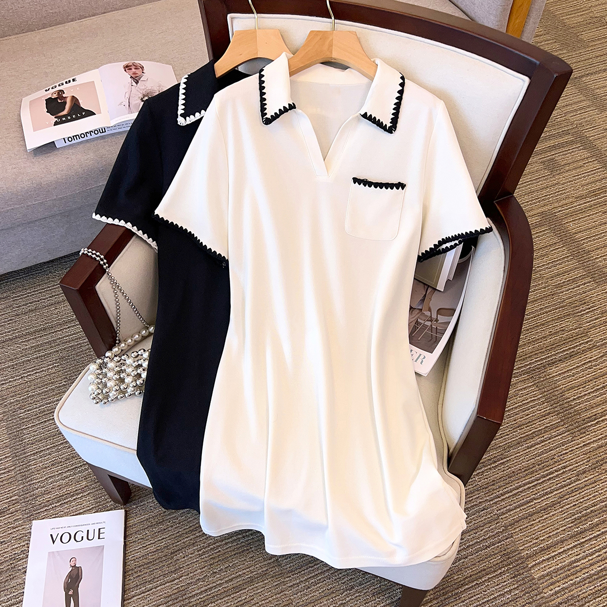 Actual shot of 2024 new summer clothes for fat mm, fashionable, sweet, fragrant, waist-slimming, slimming and elegant lady dress