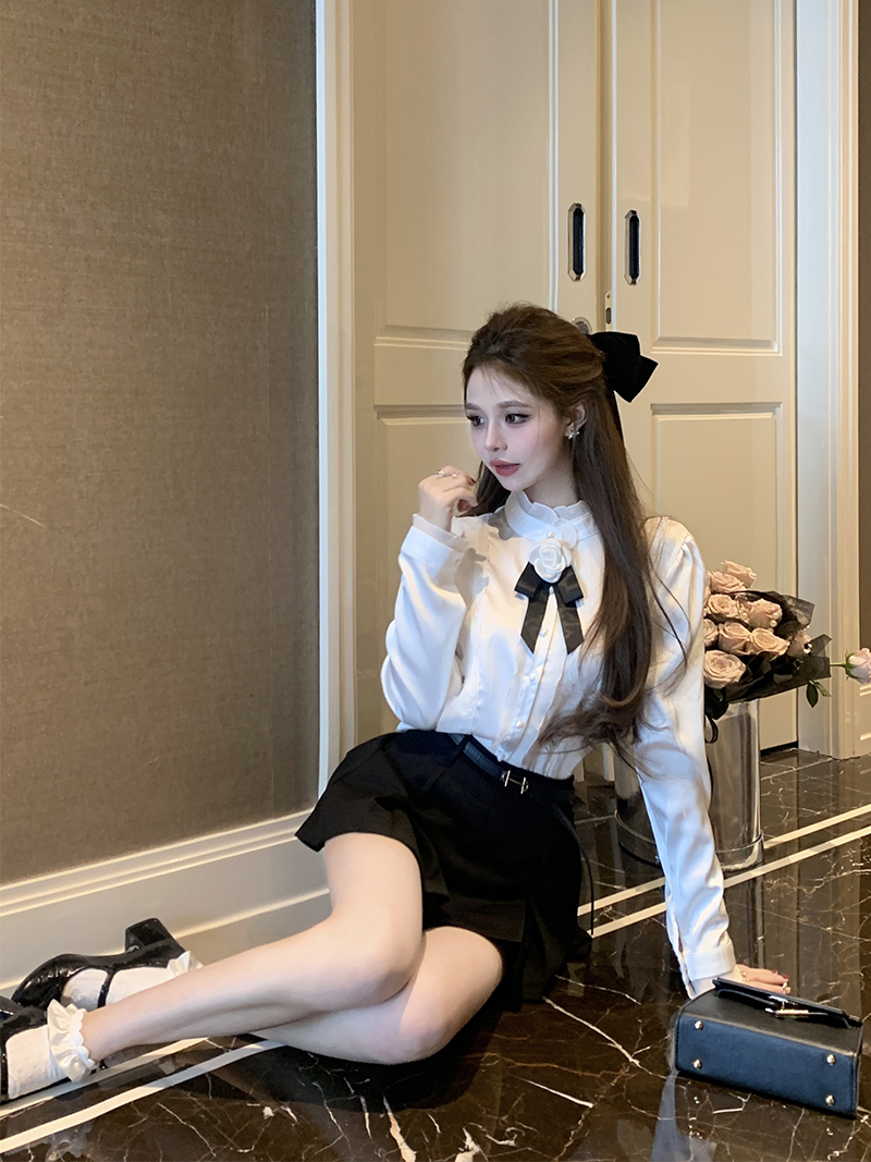 實拍 法式宮廷風白色襯衫女春季新款甜美百搭設計感小眾別致上衣