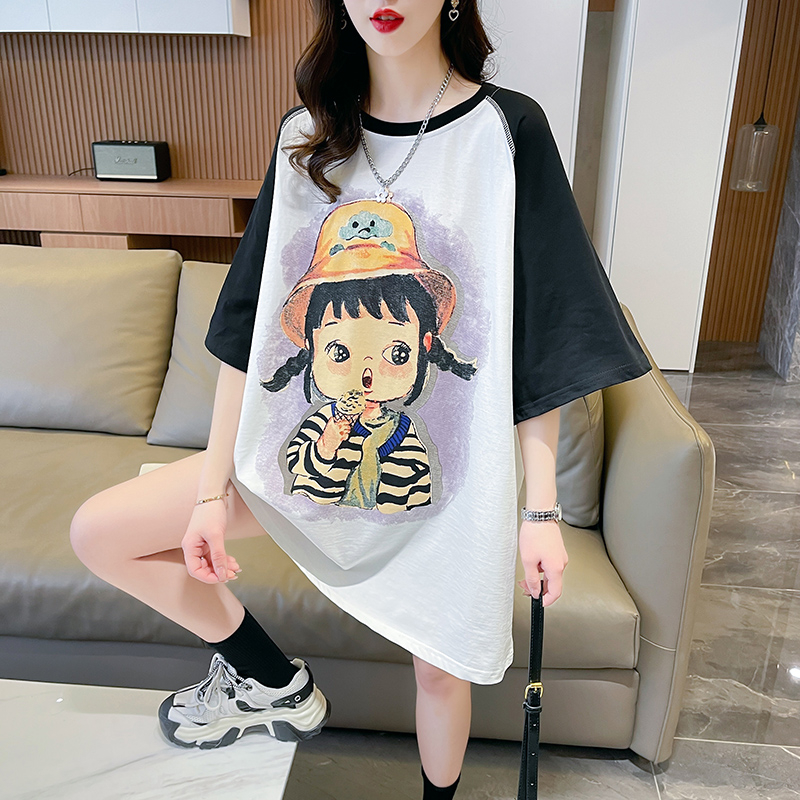 實拍2024夏季新款後包領大碼寬鬆百搭上衣T恤女