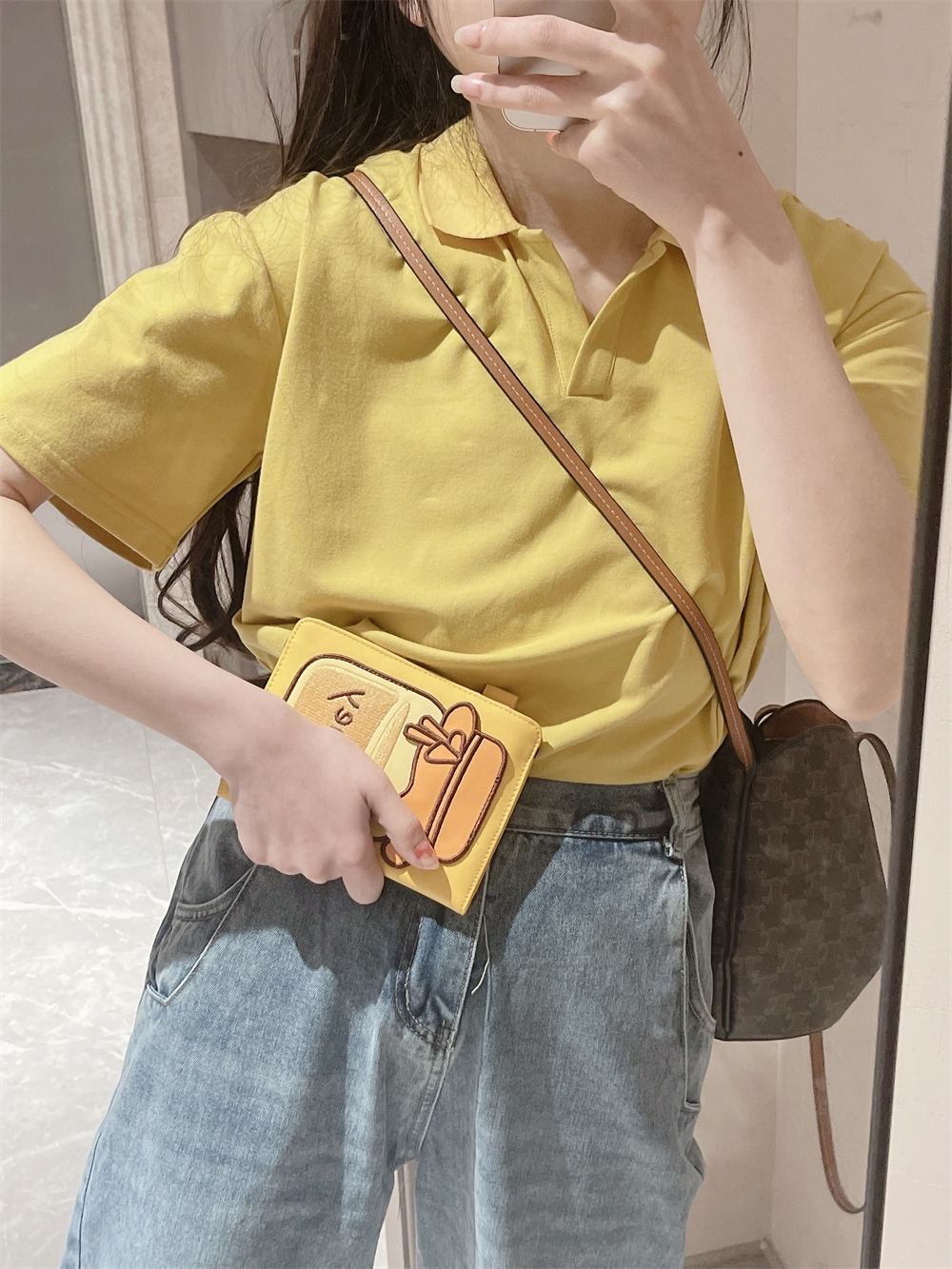 正肩polo衫短袖t恤女夏季新款設計感小眾寬鬆chic港味上衣服