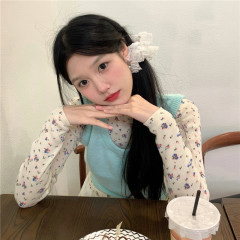 Korean-style sweet layered knit vest top for women, 2024 spring new college-style outerwear sweater short-sleeve top